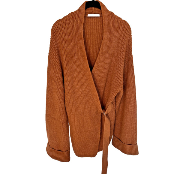 AEL Amy Enjoy Life Rust Sweater Coat Crossover Woman’s Size Large - Picture 1 of 13